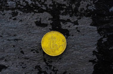 Kripto Döviz altın Bitcoin, Btc, eski boya arka, bitcoin incelemesi kavramı makro çekim Bitcoin paralar