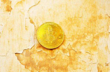 Kripto Döviz altın Bitcoin, Btc, eski boya arka, bitcoin incelemesi kavramı makro çekim Bitcoin paralar