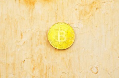 Kripto Döviz altın Bitcoin, Btc, eski boya arka, bitcoin incelemesi kavramı makro çekim Bitcoin paralar