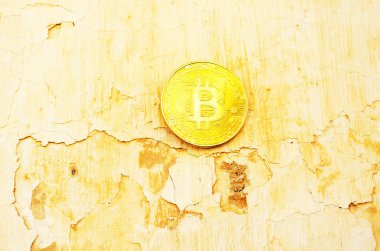 Kripto Döviz altın Bitcoin, Btc, eski boya arka, bitcoin incelemesi kavramı makro çekim Bitcoin paralar