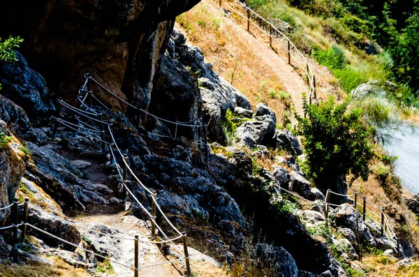 Caminho Turístico Uma Cidade Montanhosa Espanhola Trilho Pedestres Seguro Com — Fotografia de Stock