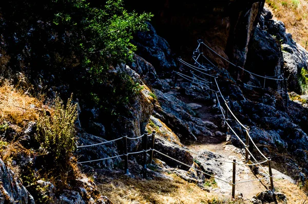 Sentier Touristique Dans Une Ville Montagneuse Espagnole Sentier Piétonnier Sécurisé — Photo