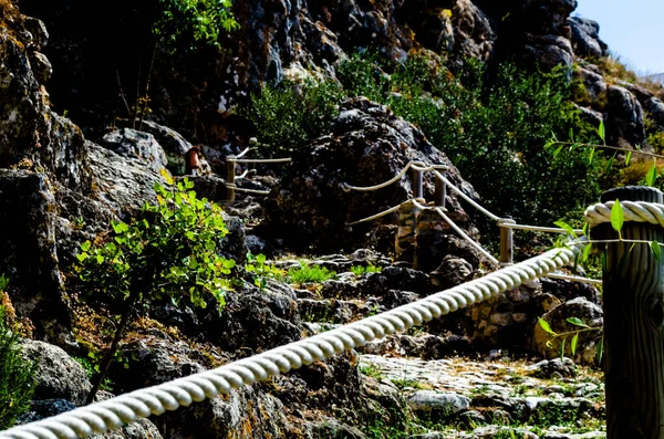 Sentier Touristique Dans Une Ville Montagneuse Espagnole Sentier Piétonnier Sécurisé — Photo