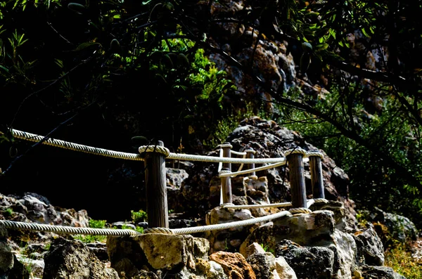 Sentier Touristique Dans Une Ville Montagneuse Espagnole Sentier Piétonnier Sécurisé — Photo