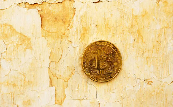 Kripto Döviz altın Bitcoin, Btc, eski boya arka, bitcoin incelemesi kavramı makro çekim Bitcoin paralar