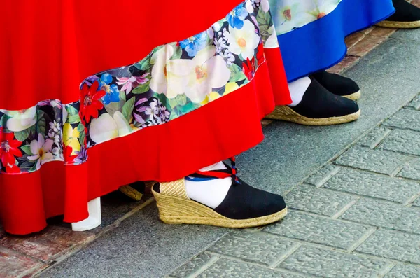 Sapatos Coloridos Tradicionais Para Trajes Populares Espanha Sapatos Dança Alparcatas — Fotografia de Stock