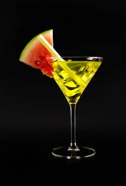 Bebida Refrescante Verde Sobre Base Pera Con Sandía Decorada Sobre — Foto de Stock