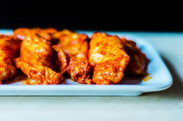 Chicken Wings Marinated Barbecue Sauce Typical American Snack Delicious Food — Stock Photo, Image