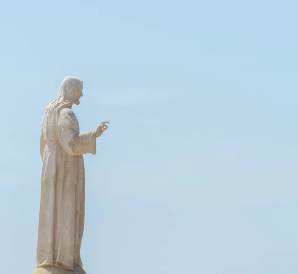Estátua Branca Jesus Colina Lugar Orações Fora Cristianismo — Fotografia de Stock