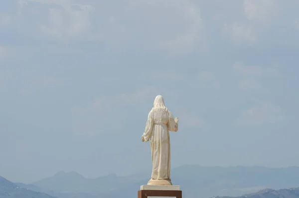 Estatua Blanca Jesús Colina Lugar Oración Afuera Cristianismo — Foto de Stock