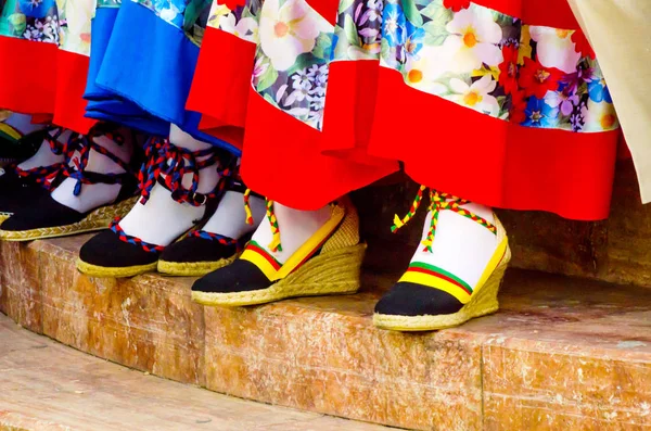 Scarpe Colorate Tradizionali Costumi Popolari Spagna Scarpe Ballo Espadrillas — Foto Stock