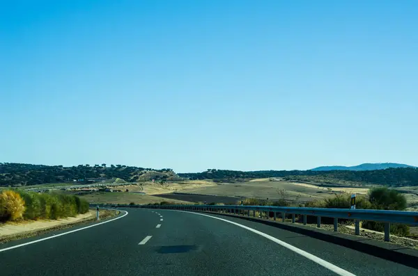 Estrada Rápida Nas Montanhas Espanha Bela Paisagem Montanhas Terra Seca — Fotografia de Stock