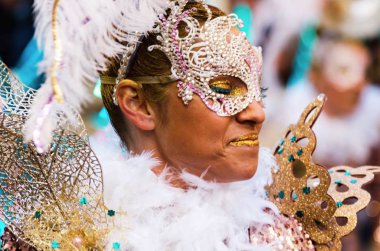 Nerja, İspanya - 10 Şubat 2018, karnaval sokaklarda