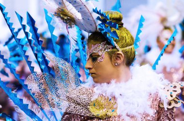 Nerja, İspanya - 10 Şubat 2018, karnaval sokaklarda