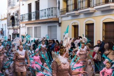 Nerja, İspanya - 10 Şubat 2018, karnaval sokaklarda