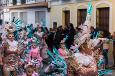 Nerja, İspanya - 10 Şubat 2018, karnaval sokaklarda