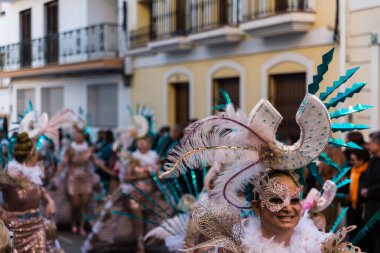 Nerja, İspanya - 10 Şubat 2018, karnaval sokaklarda