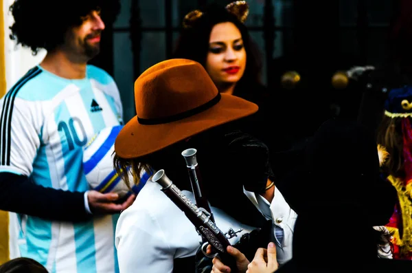 Velez Malaga, İspanya-3 Şubat 2018, karnaval sokaklarda