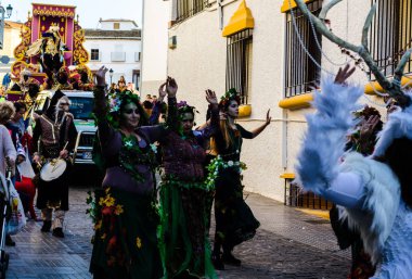 Velez Malaga, İspanya - 5 Ocak 2018 geçit Epiphany tatil vesilesiyle Malaga Eyaleti, tatil günü, alayı