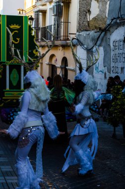 Velez Malaga, İspanya - 5 Ocak 2018 geçit Epiphany tatil vesilesiyle Malaga Eyaleti, tatil günü, alayı