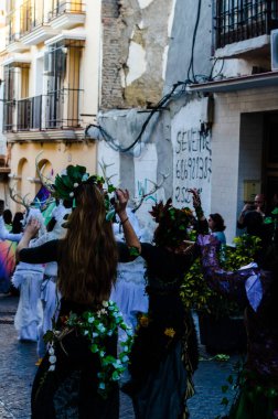 Velez Malaga, İspanya - 5 Ocak 2018 geçit Epiphany tatil vesilesiyle Malaga Eyaleti, tatil günü, alayı