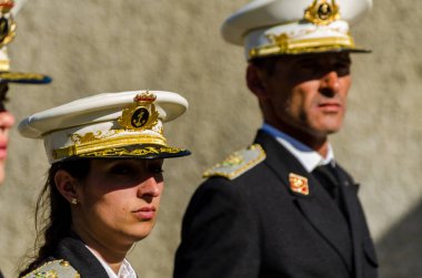 Velez Malaga, İspanya - 27 Mart 2018 insanlar geçit töreninde kutsal hafta İspanyol bir şehirde, Paskalya katılan