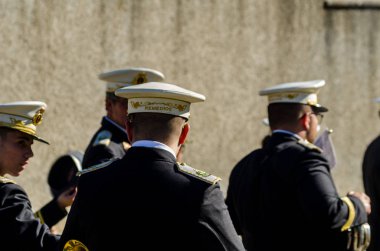 Velez Malaga, İspanya - 27 Mart 2018 insanlar geçit töreninde kutsal hafta İspanyol bir şehirde, Paskalya katılan