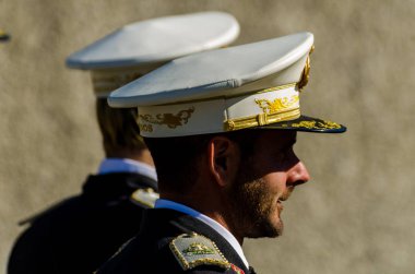 Velez Malaga, İspanya - 27 Mart 2018 insanlar geçit töreninde kutsal hafta İspanyol bir şehirde, Paskalya katılan