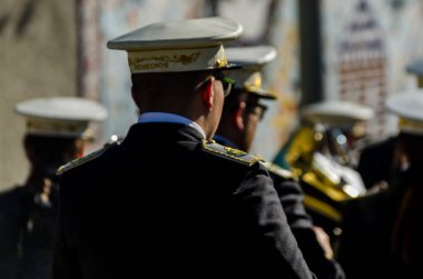 Velez Malaga, İspanya - 27 Mart 2018 insanlar geçit töreninde kutsal hafta İspanyol bir şehirde, Paskalya katılan