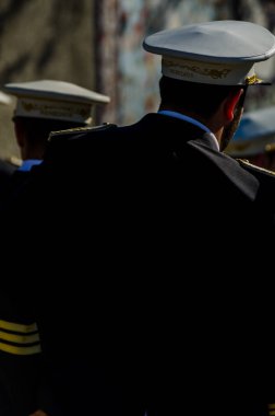 Velez Malaga, İspanya - 27 Mart 2018 insanlar geçit töreninde kutsal hafta İspanyol bir şehirde, Paskalya katılan