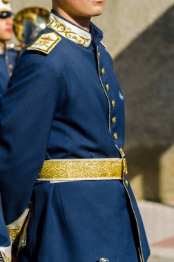 Velez Malaga, İspanya - 27 Mart 2018 insanlar geçit töreninde kutsal hafta İspanyol bir şehirde, Paskalya katılan