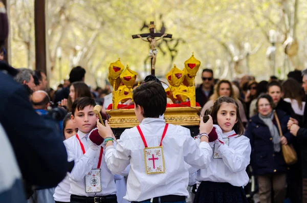 Procession Des Enfants Commençant Semaine Sainte — Photo