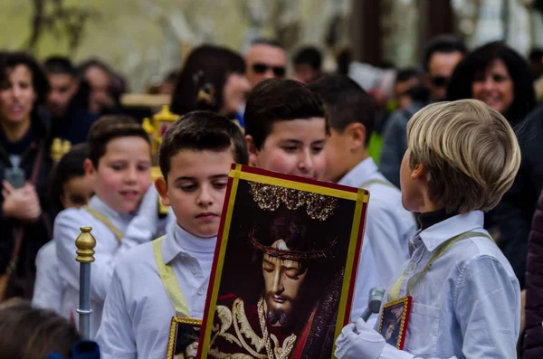 Procession Des Enfants Commençant Semaine Sainte — Photo