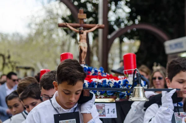Procession Des Enfants Commençant Semaine Sainte — Photo