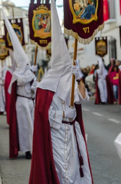 Velez Malaga Spanyolország Március 2018 Emberek Résztvevő Csatlakozik Szent Héten — Stock Fotó