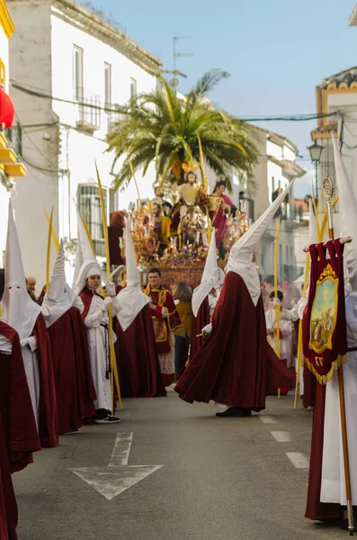 Vélez Málaga Hiszpania Marca 2018 Osób Uczestniczących Procesji Połączone Wielki — Zdjęcie stockowe