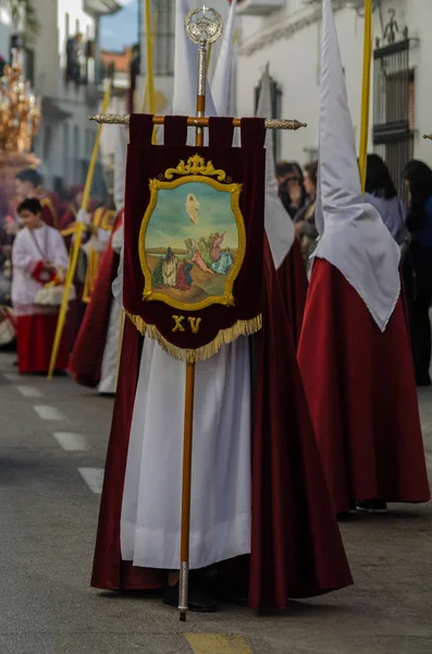 Velez Malaga Spanien März 2018 Teilnehmende Personen Der Prozession Einer — Stockfoto