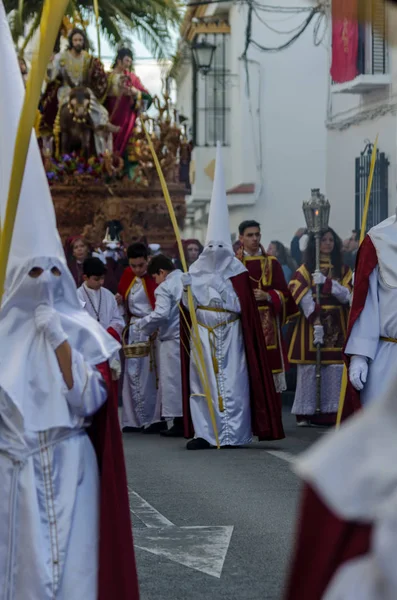 Vélez Málaga Hiszpania Marca 2018 Osób Uczestniczących Procesji Podczas Wielkiego — Zdjęcie stockowe