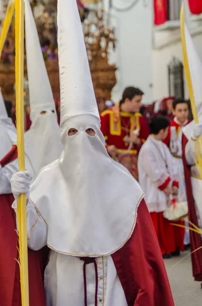 Velez Malaga Espanha Março 2018 Pessoas Que Participam Procissão Semana — Fotografia de Stock