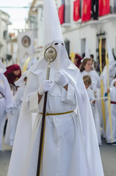 Velez Malaga Spanyolország Március 2018 Ember Részt Vesz Menet Szent — Stock Fotó