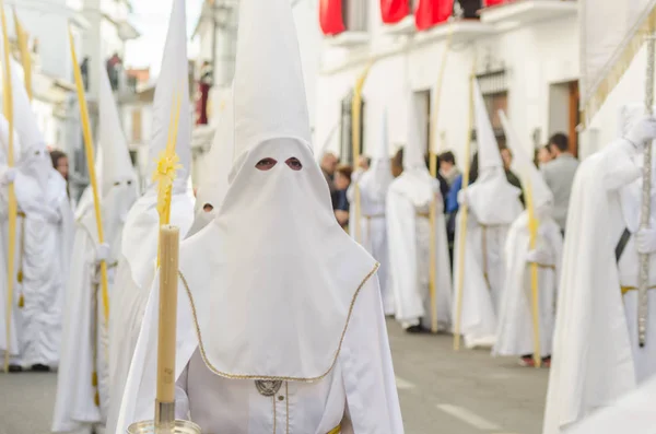 Velez Malaga Espanha Março 2018 Pessoas Que Participam Procissão Semana — Fotografia de Stock