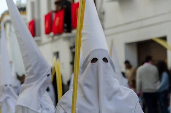 Velez Malaga Espanha Março 2018 Pessoas Que Participam Procissão Semana — Fotografia de Stock