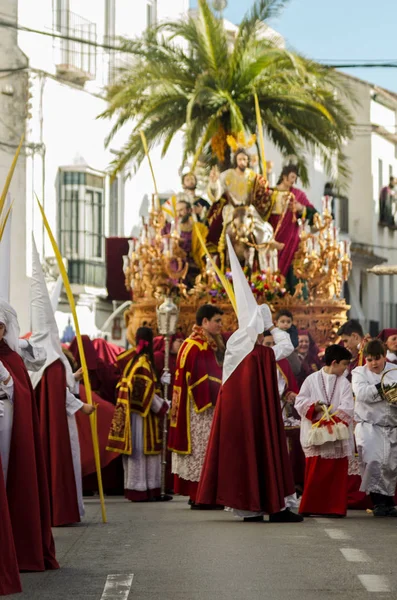 Velez Malaga Spanien Personer Mars 2018 Deltar Processionen Den Heliga — Stockfoto