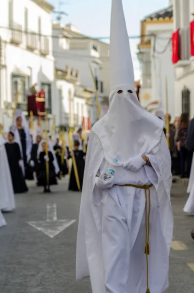 Vélez Málaga Hiszpania Marca 2018 Osób Uczestniczących Procesji Podczas Wielkiego — Zdjęcie stockowe