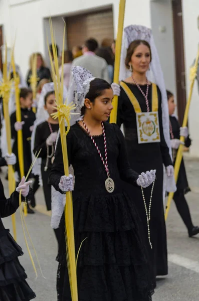 Velez Malaga Spanyolország Március 2018 Ember Részt Vesz Menet Szent — Stock Fotó