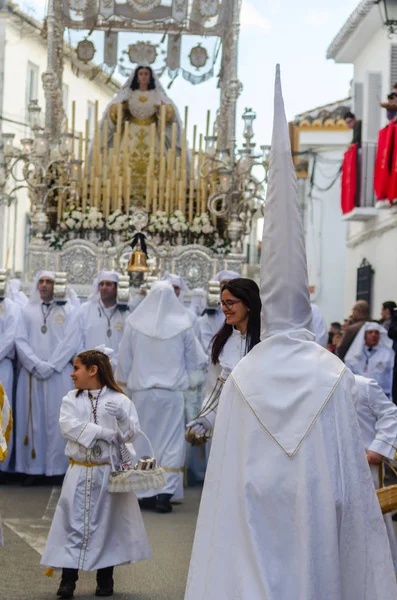 Vélez Málaga Hiszpania Marca 2018 Osób Uczestniczących Procesji Podczas Wielkiego — Zdjęcie stockowe