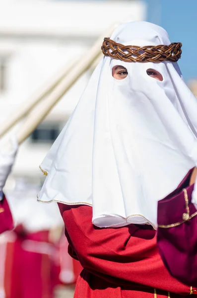 Velez Malaga Espanha Março 2018 Pessoas Que Participam Procissão Semana — Fotografia de Stock