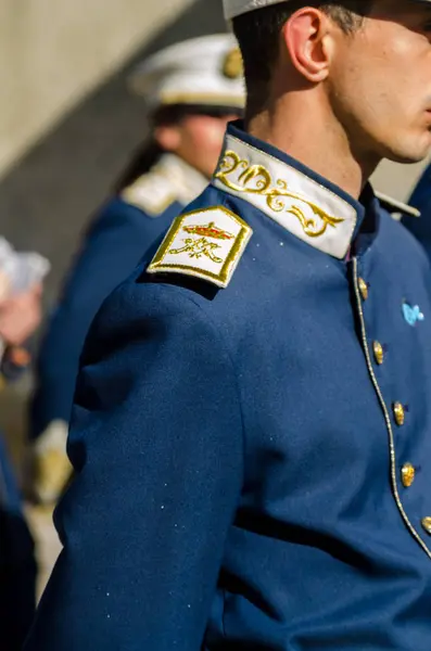 Velez Malaga, İspanya - 27 Mart 2018 insanlar geçit töreninde kutsal hafta İspanyol bir şehirde, Paskalya katılan