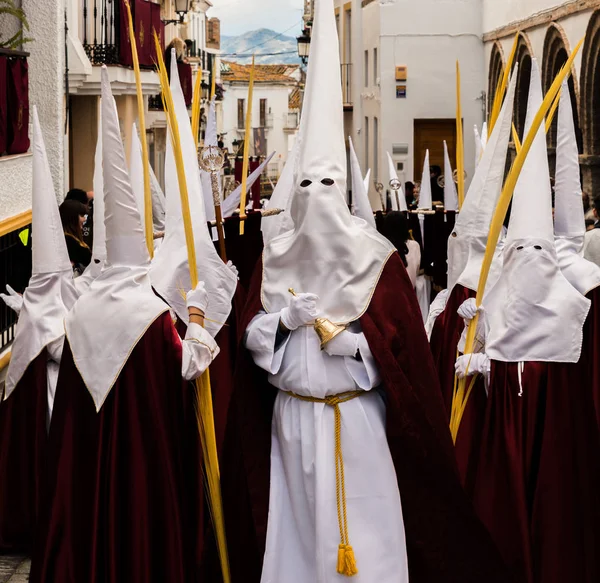 Велез Малага Испания Марта 2018 Года Люди Участвующие Шествии Страстной — стоковое фото