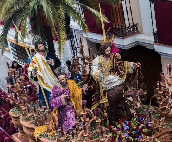 Velez Malaga Spanje Mensen Maart 2018 Deelnemen Aan Processie Heilige — Stockfoto